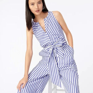 J.Crew V-neck Jumpsuit Striped cotton Poplins